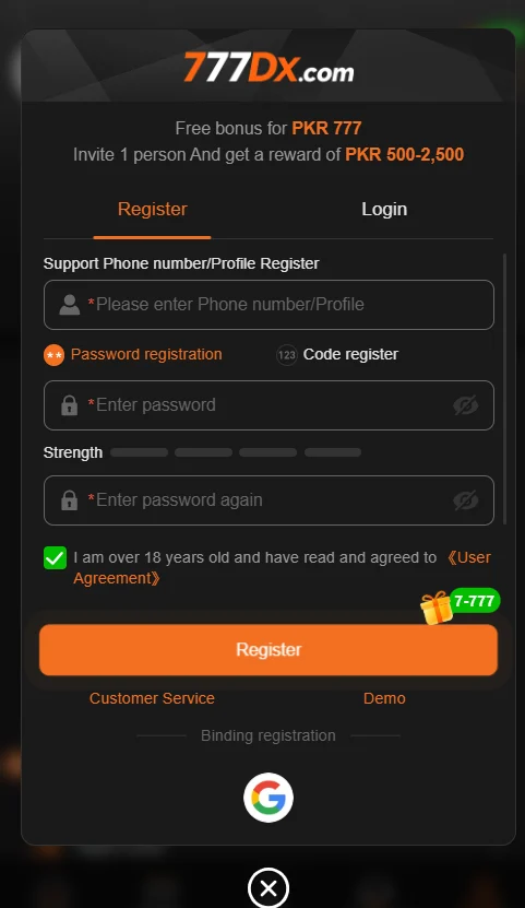 777dx register